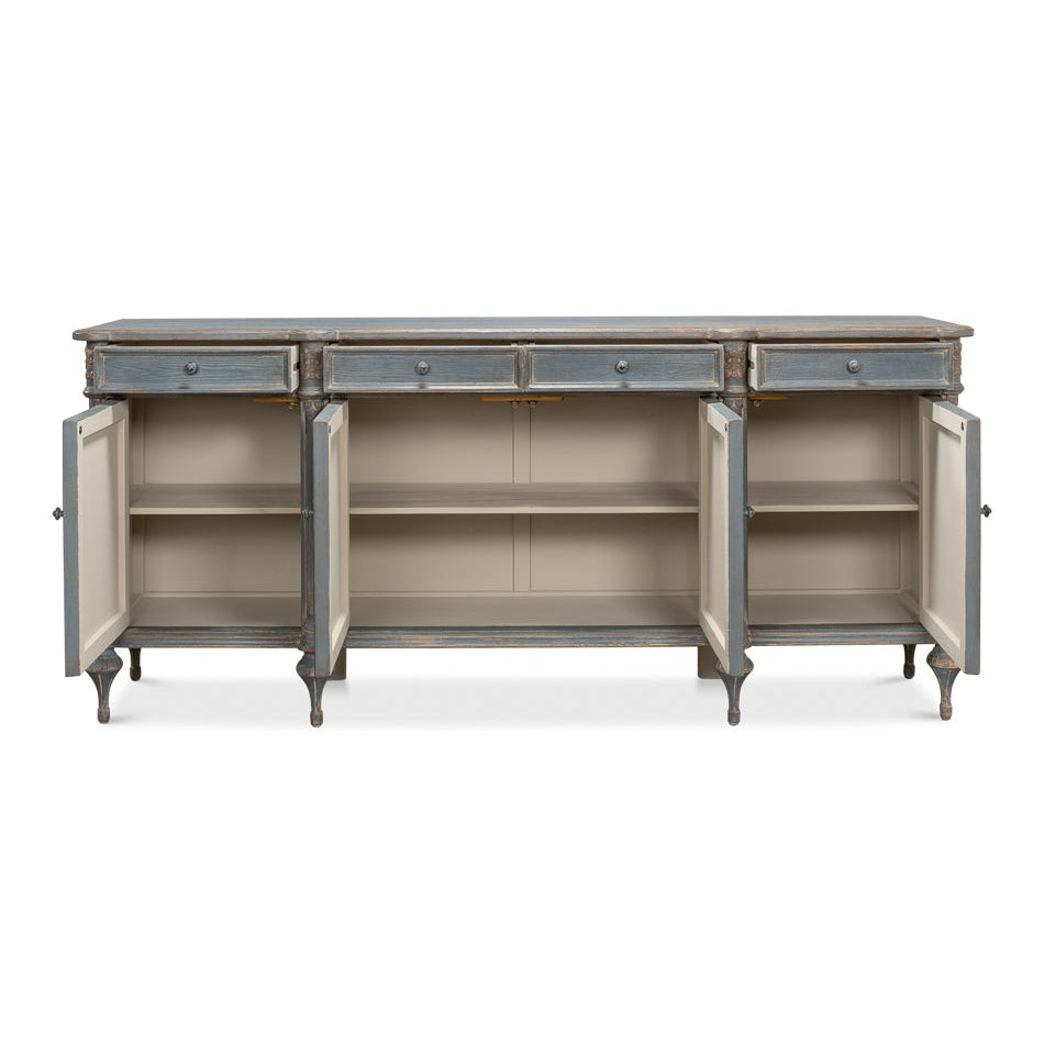 SARREID, Fliederfarbenes Sideboard, blau lackiert