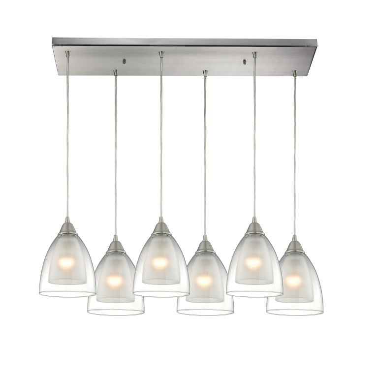 Elch Zuhause, Layers 30'' Breite 6-Licht-Hängeleuchte - Satin Nickel