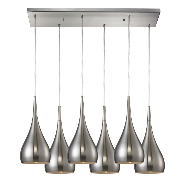 Elch Zuhause, Lindsey 30'' Breite 6 - Licht Hängeleuchte - Satin Nickel