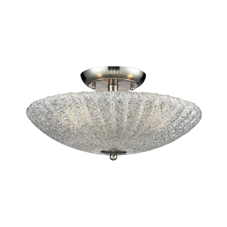 Elch Zuhause, Luminese 16'' Wide 3-Light Semi Flush Mount - Satin Nickel