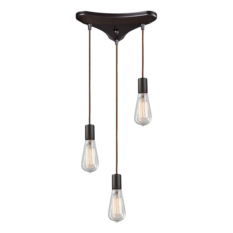 Elch Zuhause, Menlow Park 10'' Breite 3-Licht Multi Pendelleuchte - Geölte Bronze