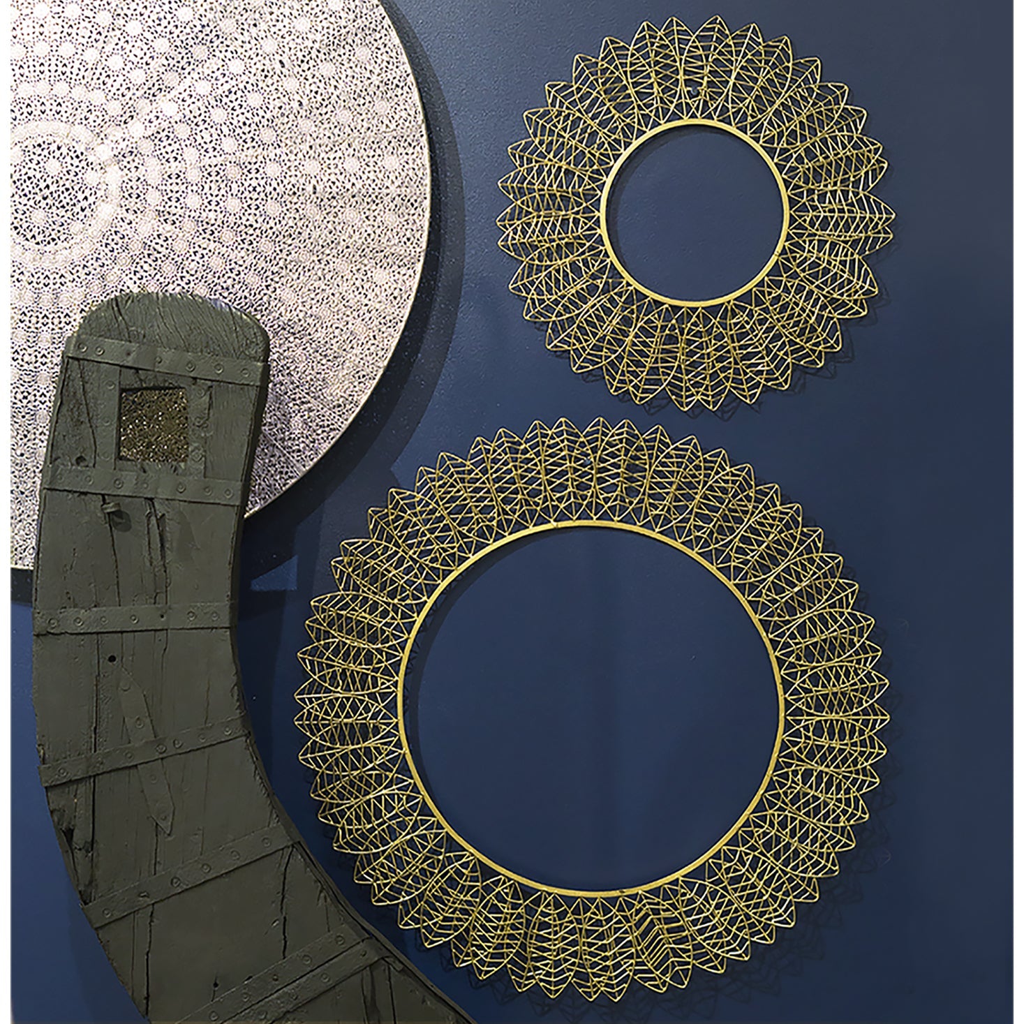 Gold Leaf Design Gruppe, Wire Leaf 17 "OD Disc Wall A - Satz von 2